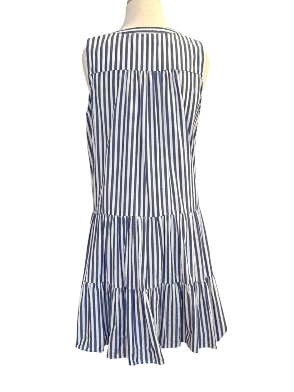 Tuckernuck Pomander Place Kenzo Blue White Stripe Sleeveless Mini Dress Large - Picture 5 of 10